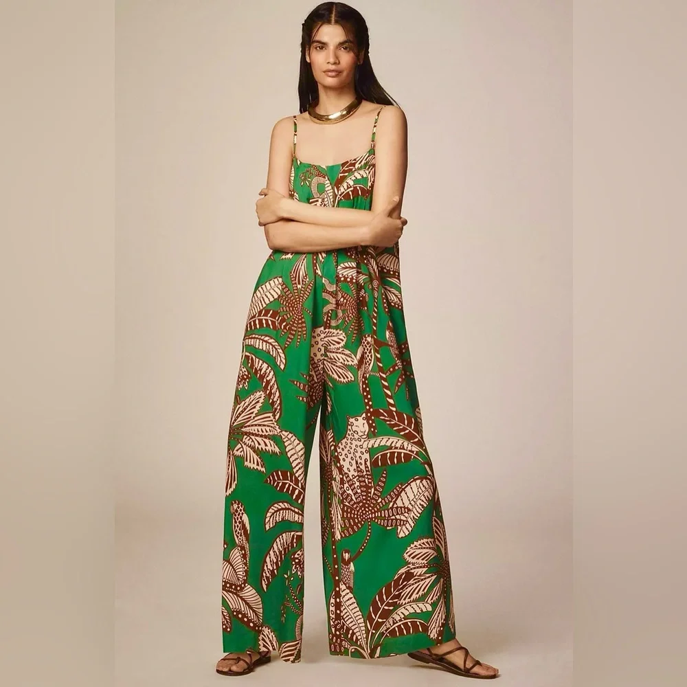 FARM Rio x Anthropologie Waistless Amazonia Printed Jumpsuit Size Small NWT - Picture 3 of 13